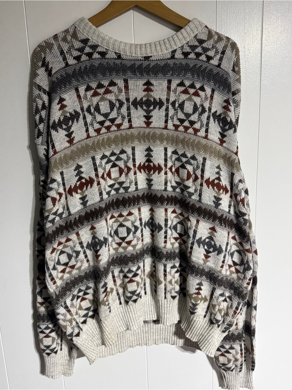 Vintage St. John’s Bay Plaid Knit Sweater Aztec Boho Western Fall Vibes 90s Y2K